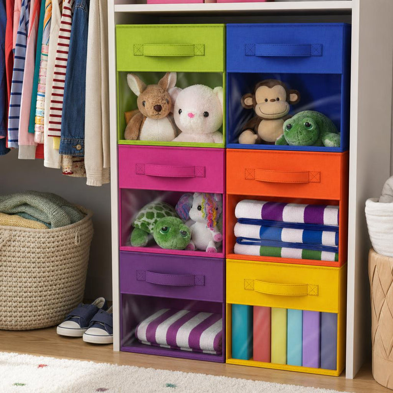 13-inch foldable cube storage bins with window, set of 6