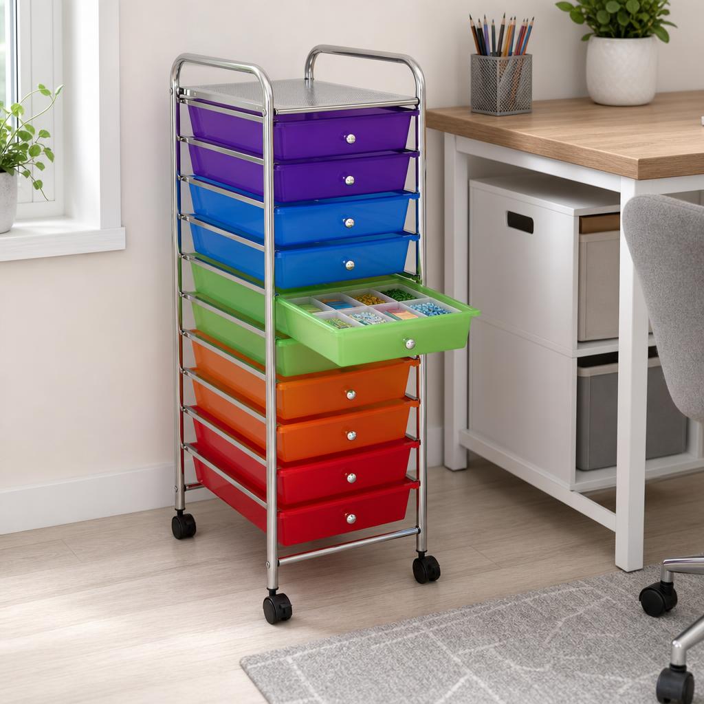 10-drawer rolling organizer cart