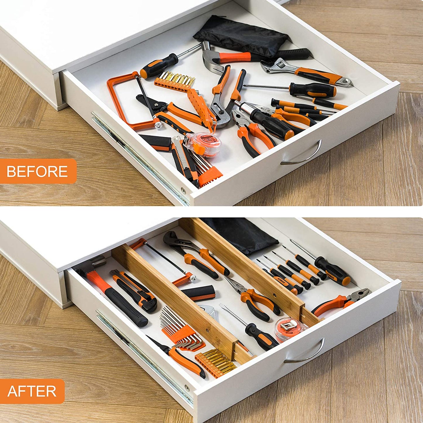 Adjustable Bamboo Closet Drawer Dividers – Expandable Organizer Set