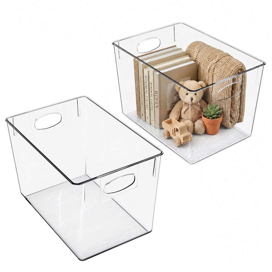 Large Clear Storage Bins for Cabinets and Shelves