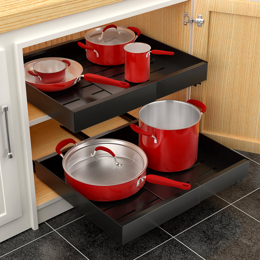 Extendable Pull-Out Cabinet Storage Rack, Set of 2