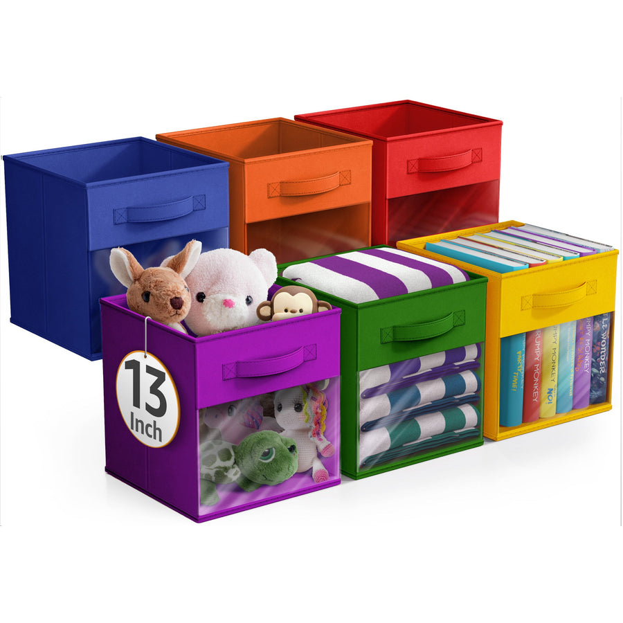 13-Inch Foldable Cube Storage Bins with Window, Set of 6