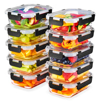 Rectangular Glass Meal Prep Containers, Set of 10