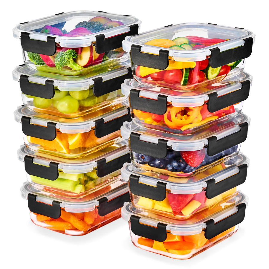 Rectangular Glass Meal Prep Containers, Set of 10