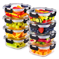 Square Glass Meal Prep Containers, Set of 8