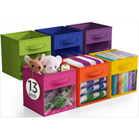 13-Inch Foldable Cube Storage Bins with Window, Set of 6