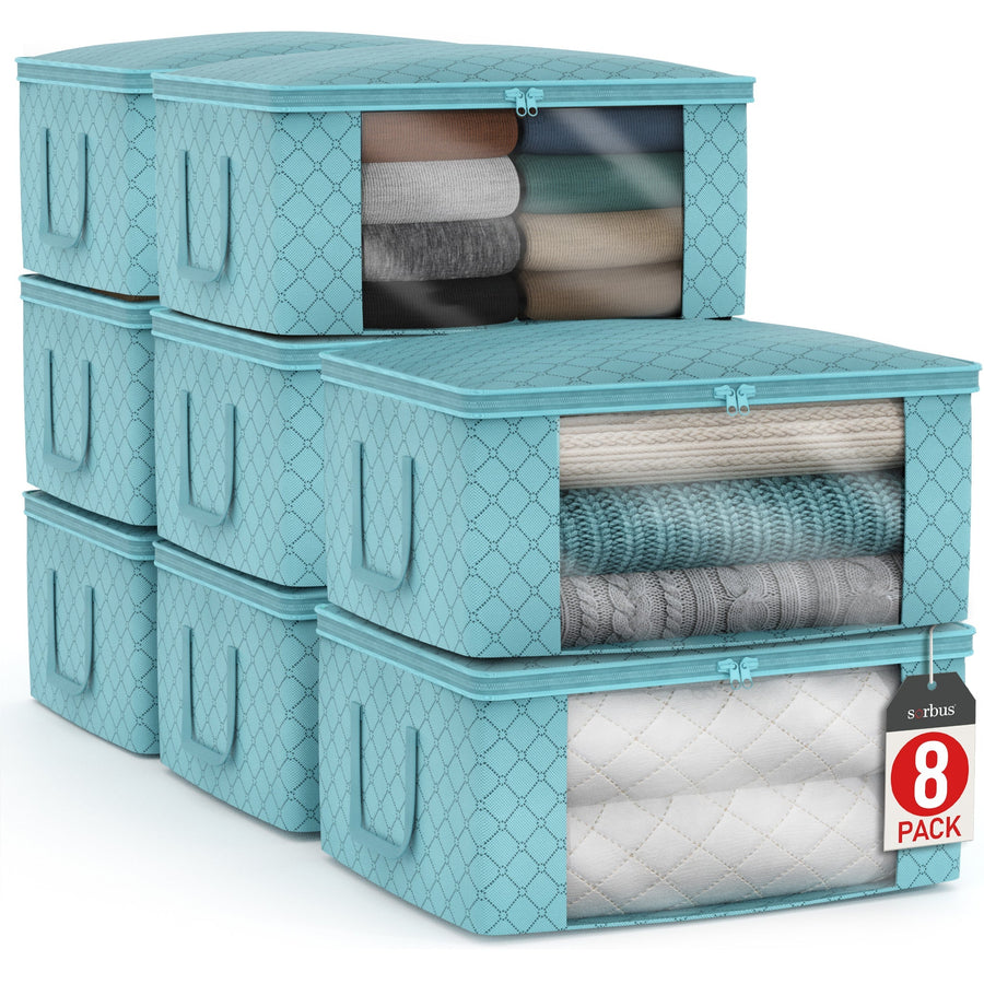 Foldable Storage Bags with Clear Window, Set of 8