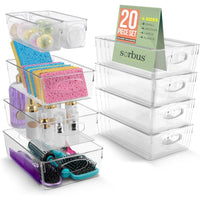 Clear Plastic Storage Bins, Set of 20