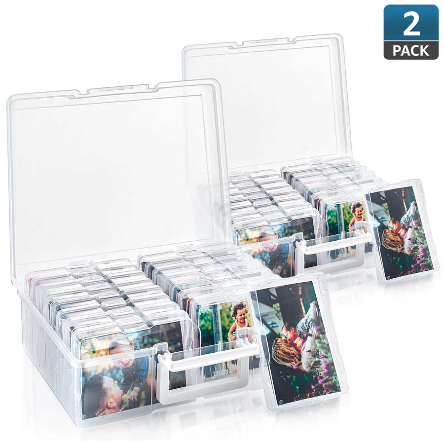 Clear Photo Storage Organizer Box, Holds 1,600 Photos