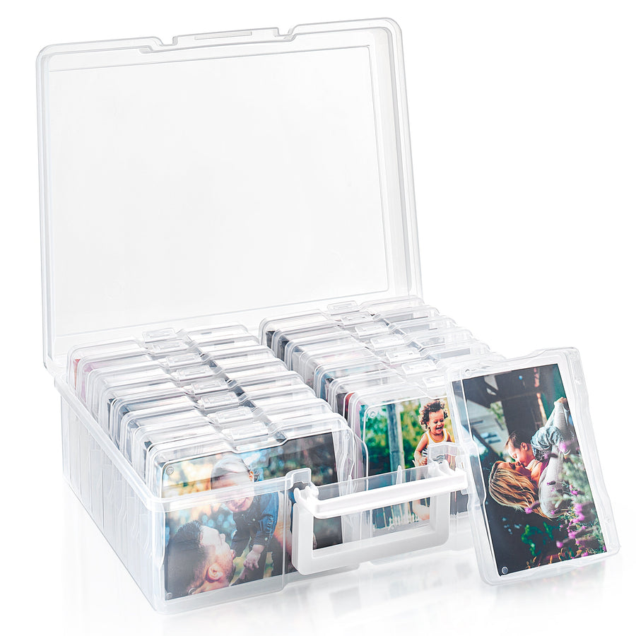 Clear Photo Storage Organizer Box, Holds 1,600 Photos