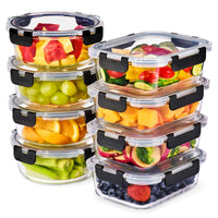 Glass Meal Prep Containers, Mixed Shapes, Set of 8