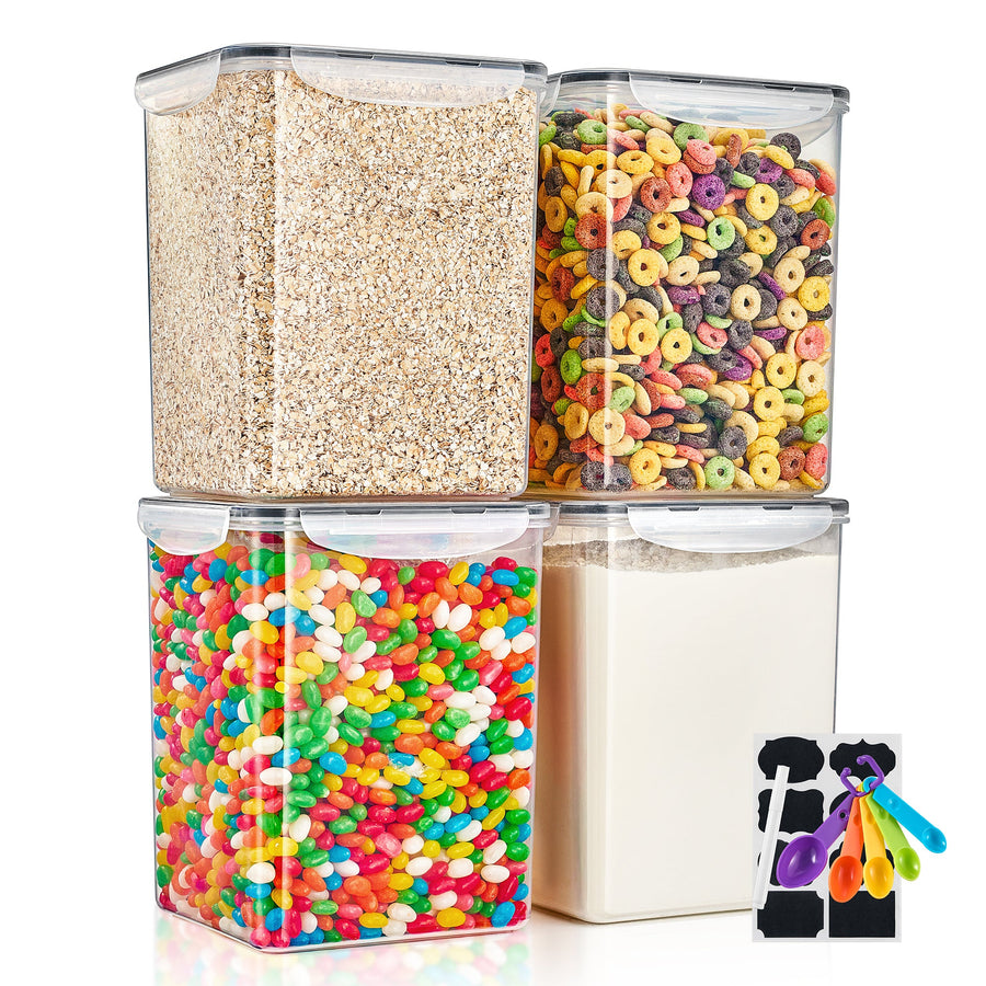 Large Airtight Dry Food Storage Containers, 4-Pack