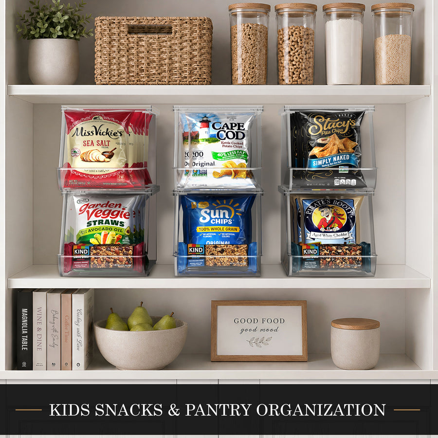 Open-Front Pantry Snack Bins, Stackable