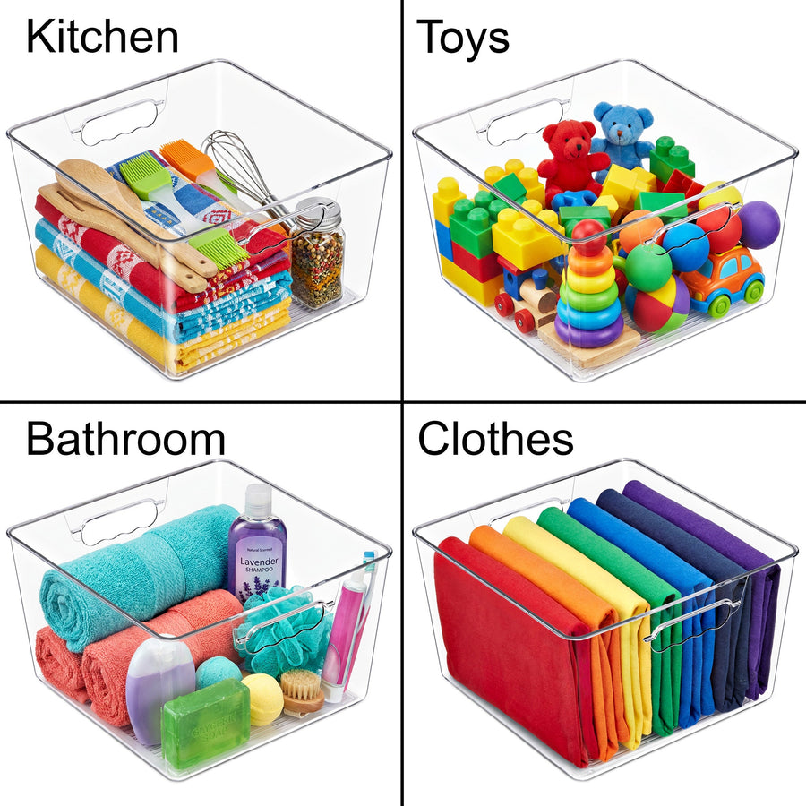 Clear Cube Storage Bins with Handles
