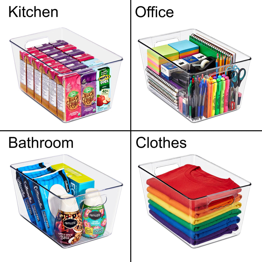 Large Clear Storage Bins with Handles