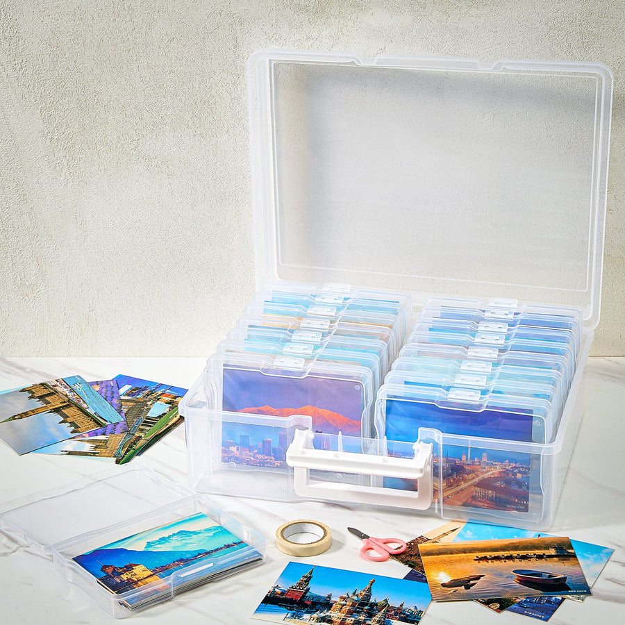 Clear Photo Storage Organizer Box, Holds 1,600 Photos