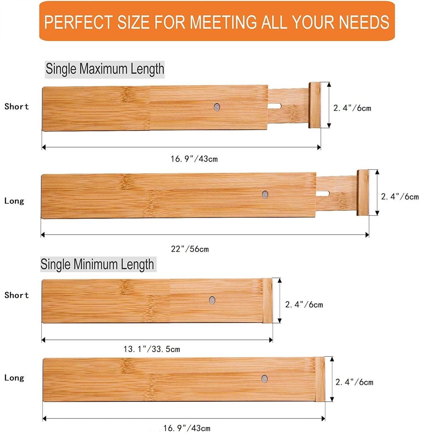 Adjustable Bamboo Closet Drawer Dividers – Expandable Organizer Set