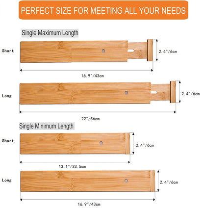 Adjustable Bamboo Closet Drawer Dividers – Expandable Organizer Set