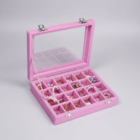 Velvet Jewelry Box with Glass Lid and Compartments
