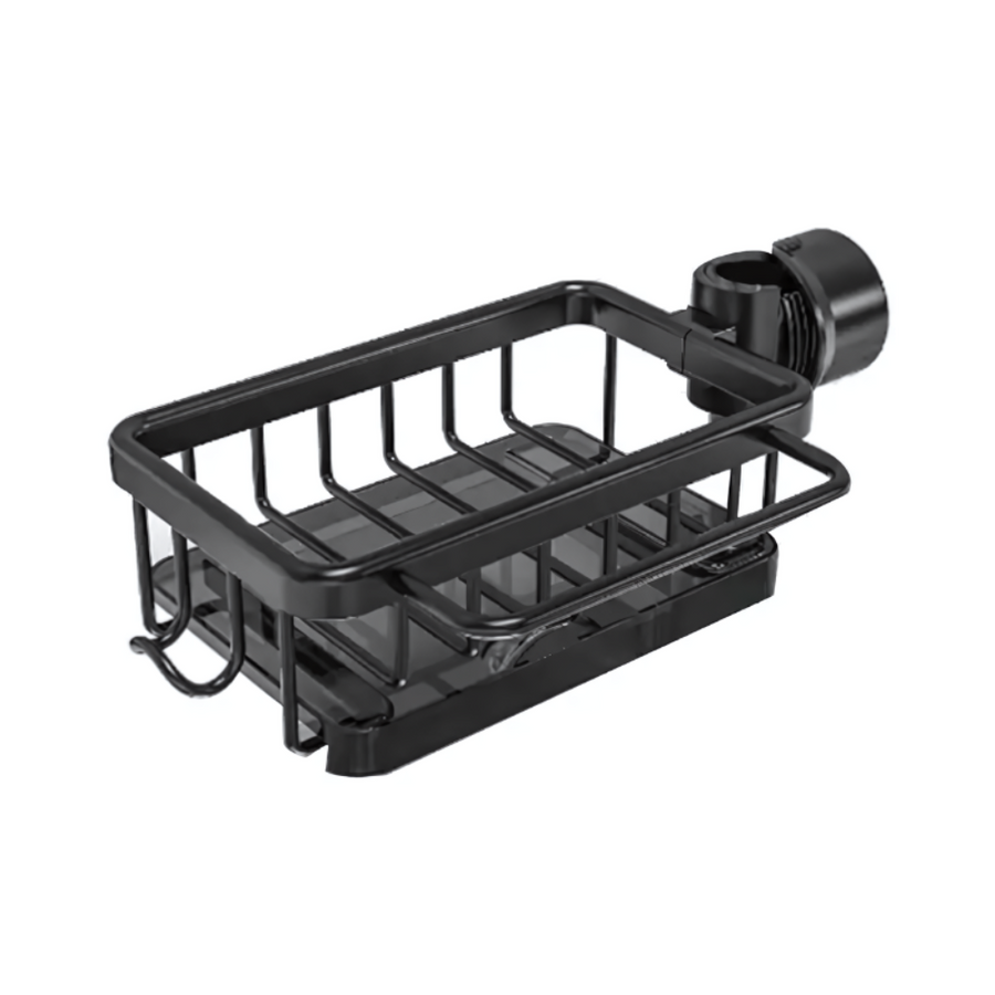 Faucet-Mounted Kitchen Sink Caddy with Hooks