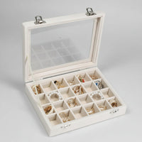 Velvet Jewelry Box with Glass Lid and Compartments