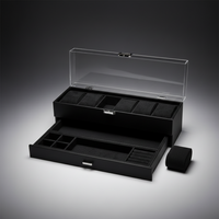 6-Slot Watch Box with Pull-Out Jewelry Drawer