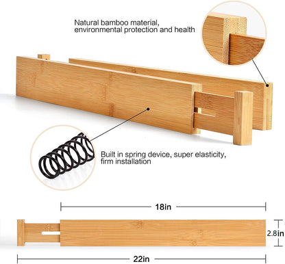 Adjustable Bamboo Closet Drawer Dividers – Expandable Organizer Set