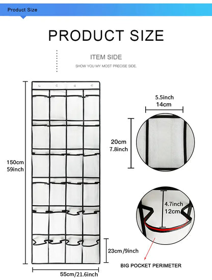 Breathable Over-the-Door Closet Shoe Organizer – 24 Pocket