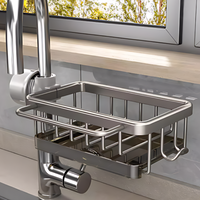 Faucet-Mounted Kitchen Sink Caddy with Hooks