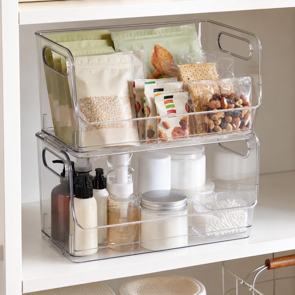 Open-front stackable storage bins