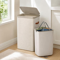 Collapsible fabric laundry hamper with lid