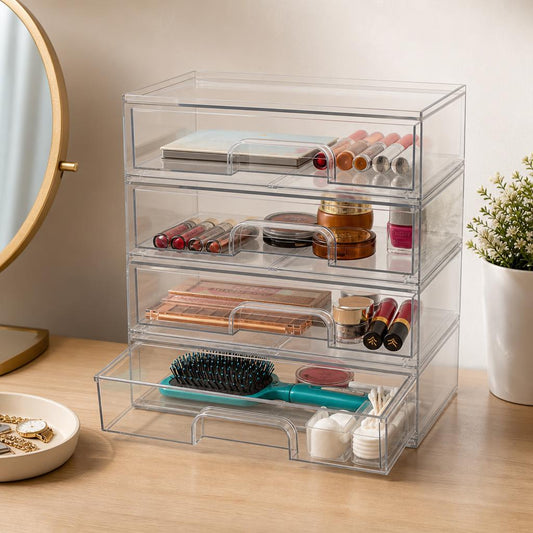 Acrylic storage drawers, 4 flat drawers