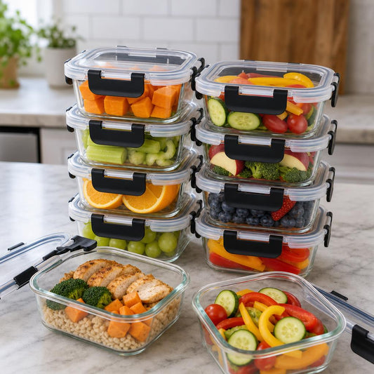 Square glass meal prep containers, set of 8