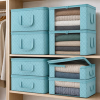 Foldable storage bags with clear window, set of 8