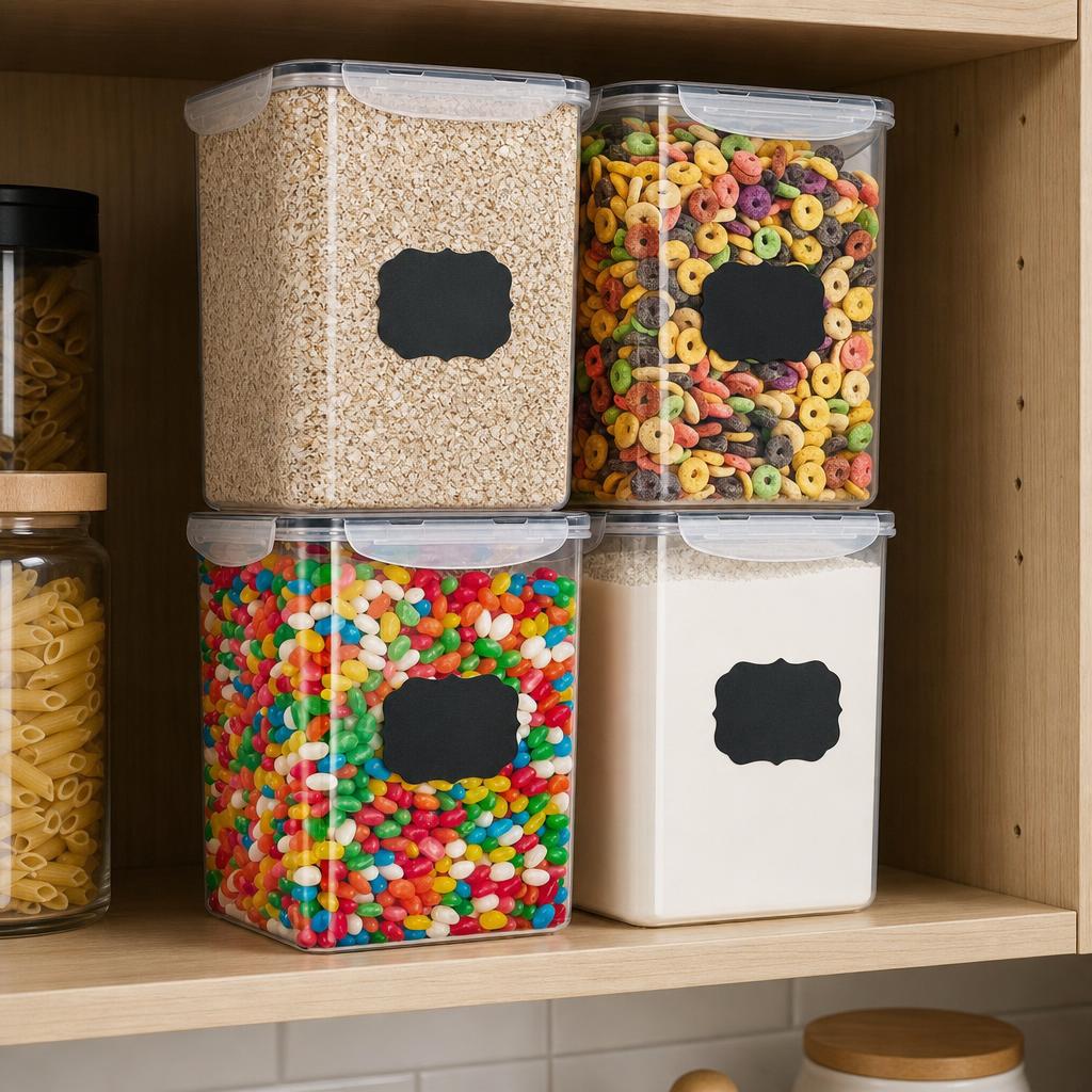 Large airtight dry food storage containers, 4-pack