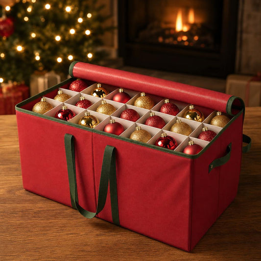 Christmas ornament storage box with dividers