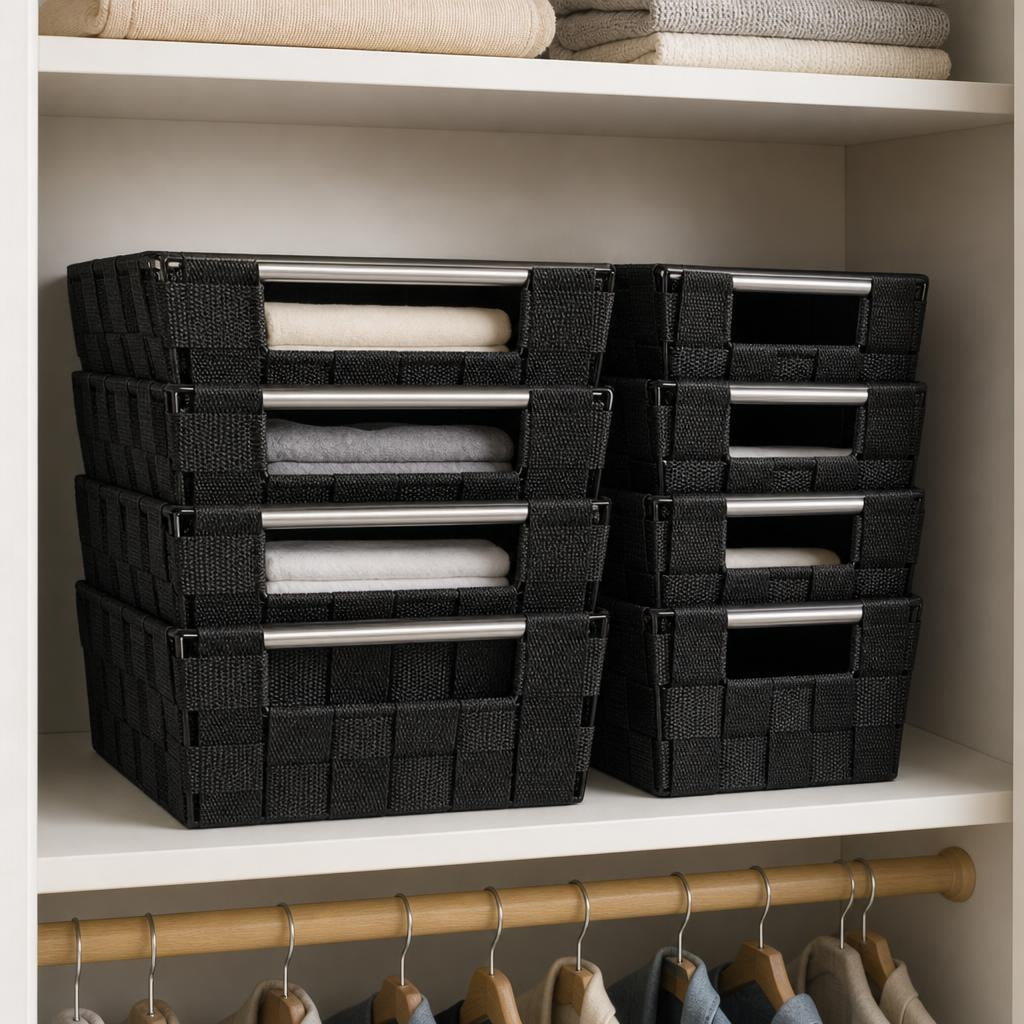 Woven storage basket bins, set of 9