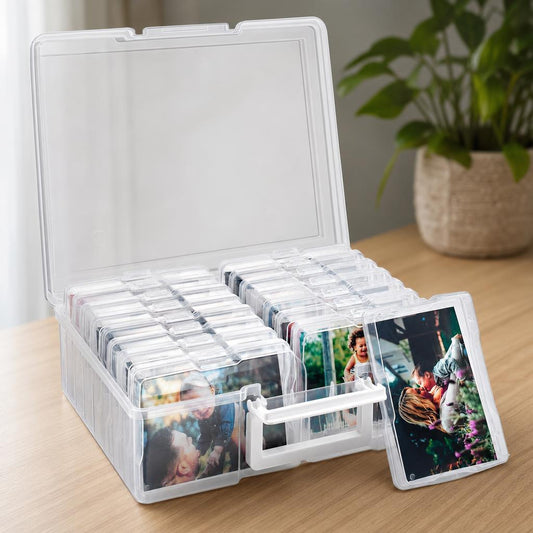 Clear photo storage organizer box, holds 1600 photos